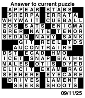 Answers to Previous Crossword