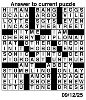Answers to Previous Crossword