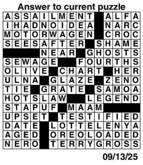 Answers to Previous Crossword