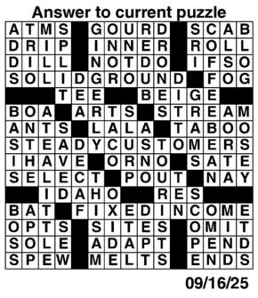 Answers to Previous Crossword