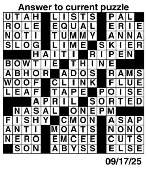 Answers to Previous Crossword