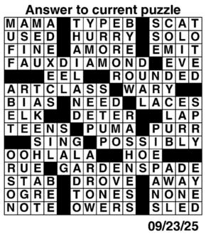Answers to Previous Crossword