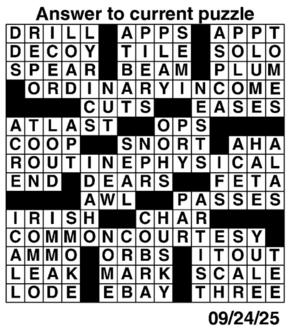 Answers to Previous Crossword