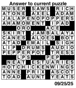 Answers to Previous Crossword
