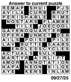 Answers to Previous Crossword