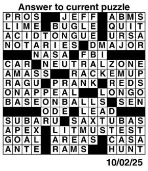 Answers to Previous Crossword