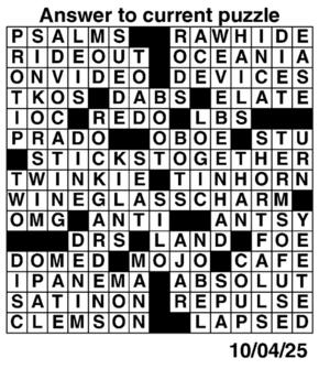 Answers to Previous Crossword