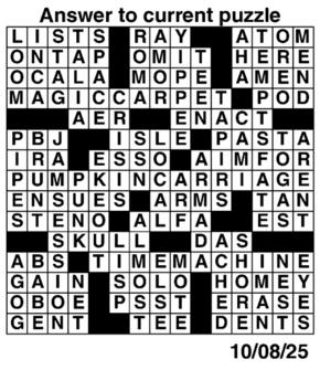 Answers to Previous Crossword
