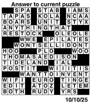 Answers to Previous Crossword