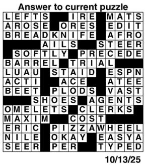 Answers to Previous Crossword