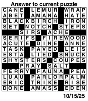 Answers to Previous Crossword