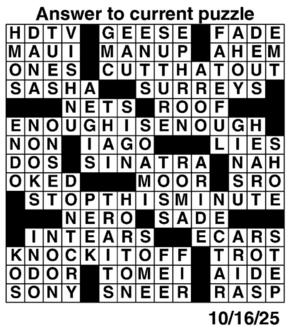 Answers to Previous Crossword