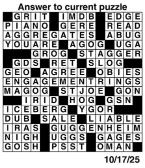 Answers to Previous Crossword