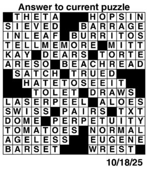 Answers to Previous Crossword