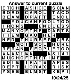 Answers to Previous Crossword