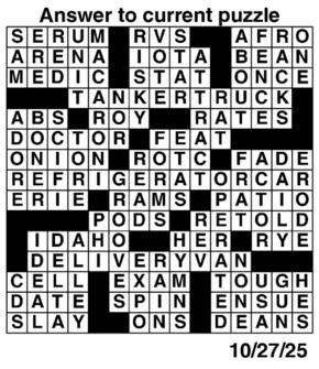 Answers to Previous Crossword