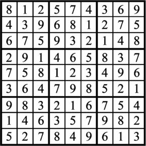 Answers to Previous Sudoku Puzzle