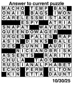 Answers to Previous Crossword