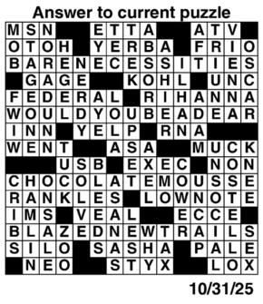 Answers to Previous Crossword