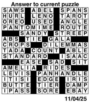 Answers to Previous Crossword