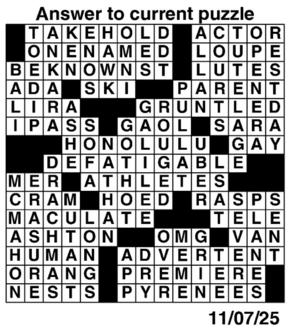 Answers to Previous Crossword