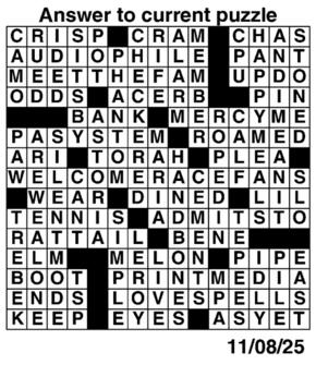 Answers to Previous Crossword