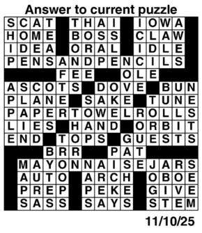 Answers to Previous Crossword