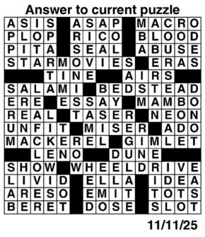 Answers to Previous Crossword