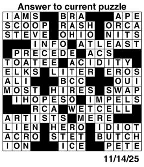 Answers to Previous Crossword