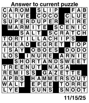 Answers to Previous Crossword