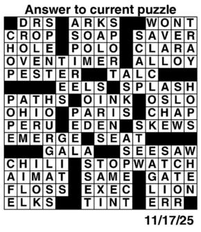 Answers to Previous Crossword