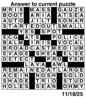Answers to Previous Crossword