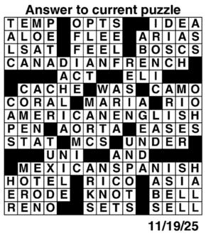 Answers to Previous Crossword
