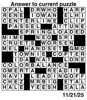 Answers to Previous Crossword
