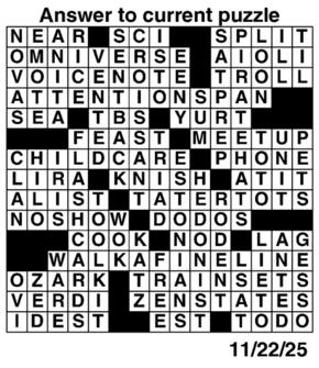 Answers to Previous Crossword