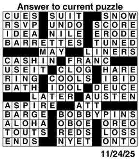 Answers to Previous Crossword