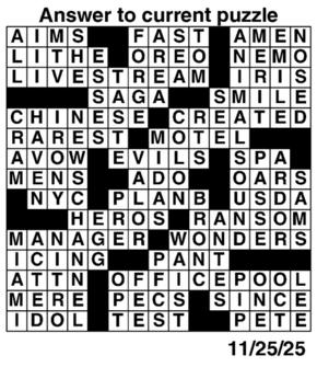 Answers to Previous Crossword