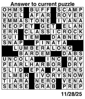 Answers to Previous Crossword