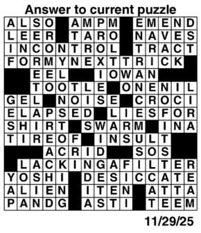 Answers to Previous Crossword