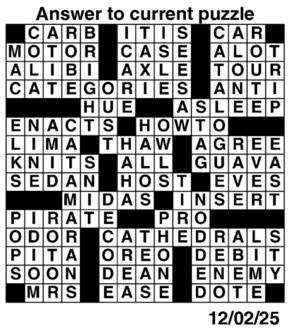 Answers to Previous Crossword