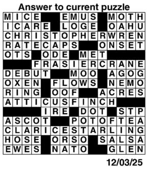 Answers to Previous Crossword