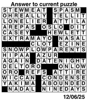 Answers to Previous Crossword