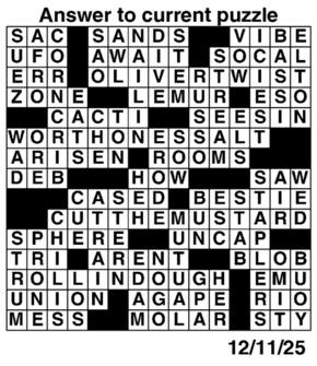 Answers to Previous Crossword
