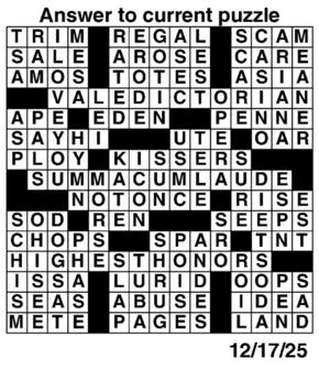 Answers to Previous Crossword