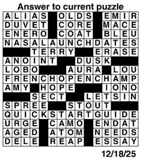 Answers to Previous Crossword