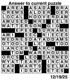 Answers to Previous Crossword