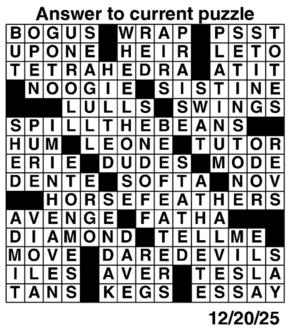 Answers to Previous Crossword