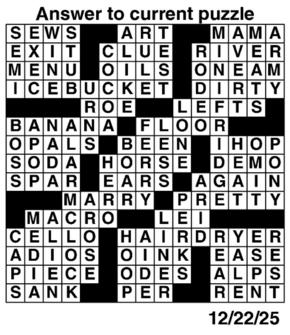 Answers to Previous Crossword