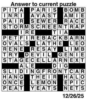 Answers to Previous Crossword