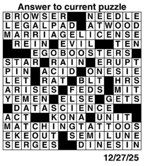 Answers to Previous Crossword